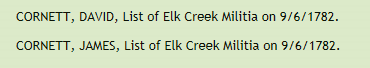 1782 Militia List for Elk Creek, Grayson County (then Montgomery).
